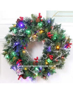 Pre-Lit LED Mountain Glow Christmas Wreath 60cm